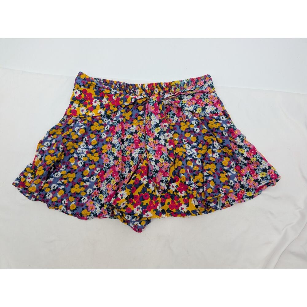 Patrons Of Peace Multicolor Print Flowy Floral Boho Shorts Medium With Belt Sash